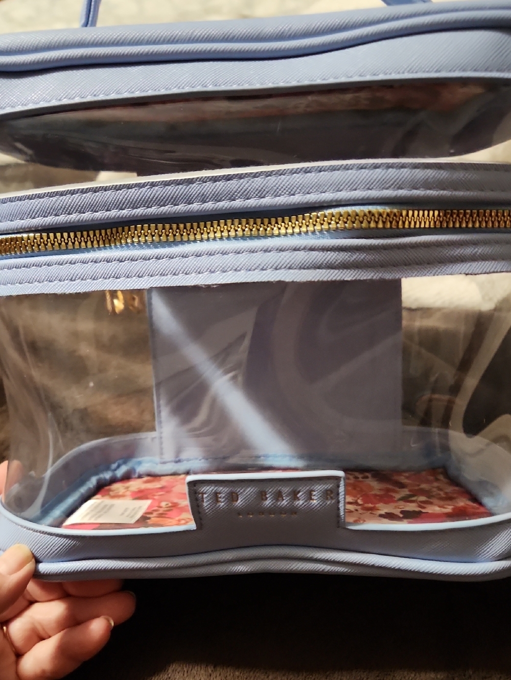 3 Piece Ted Baker Powder Blue Double Cosmetic Pouch Set - Picture 2 of 10